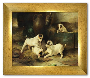 Obraz na płótnie 31x26cm zabawa psów