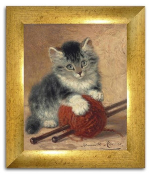 Obraz na płótnie 31x26cm kotek u babci