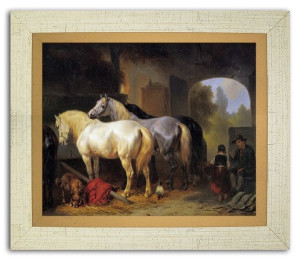 Obraz na płótnie 24x30cm białe konie