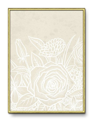 Obraz do salonu w stylu Boho kwiaty w kremie 31x41cm