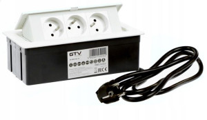 Gniazdo Chowane Wpuszczane W Blat Białe Softbox 3gniazdowe Gtv