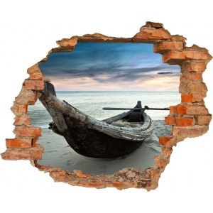 Fototapeta samoprzylepna ŁÓDŹ NA PLAŻY Dziura w ścianie EFEKT 3D
