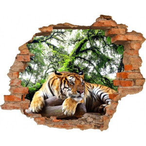 Fototapeta samoprzylepna TYGRYS DZIKI KOT Dziura w ścianie EFEKT 3D