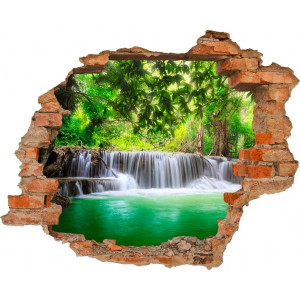 Fototapeta samoprzylepna ZIELONY WODOSPAD Dziura w ścianie EFEKT 3D
