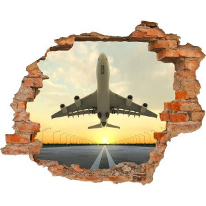Fototapeta samoprzylepna SAMOLOT PAS STARTOWY Dziura w ścianie EFEKT 3D