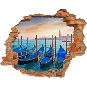 Fototapeta samoprzylepna WENECJA GONDOLE Dziura w ścianie EFEKT 3D