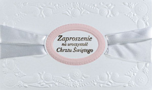 Zaproszenia na Chrzest satynowe zestaw 10 szt JMZ 5