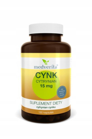 Medverita Cynk 15mg Cytrynian Cynku 180 Kaps