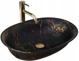 Umywalka Ceramiczna Nablatowa Roma Marble Black