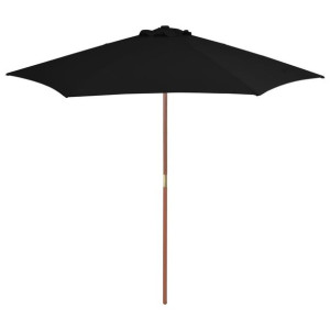 Lumarko Parasol ogrodowy na drewnianym słupku, czarny, 270 cm