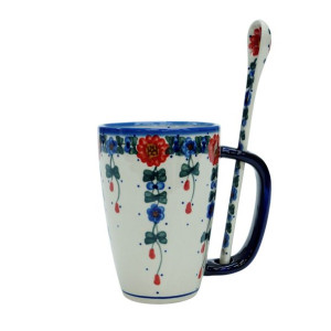 Kubek Cappucino z łyżką (A20 D10) Ceramika Bolesławiec