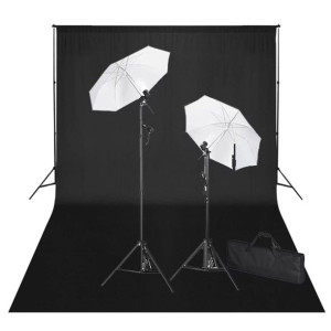 Lumarko Zestaw do studia fotograficznego: czarne tło 6 x 3 cm i światła