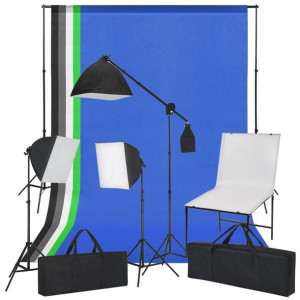 Lumarko Zestaw do studia ze stołem fotograficznym, lampami i tłami