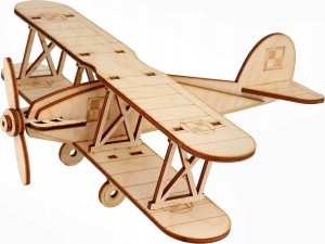 Drewniany Model Samolot 3d Dwupłatowiec Pl