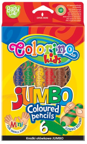 COLORINO Kredki dla malucha naturalne Jumbo 6 kolorów