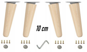 Nogi Nóżki Drewniane Bukowe Skośne 10cm Zestaw U10