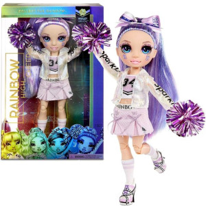 Rainbow High Cheer lalka Violet Willow 28 cm cheerleaderka z pomponami