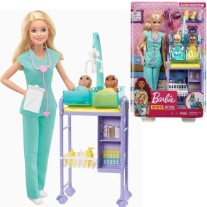 Barbie Lekarz pediatra zestaw lalka i bobaski + akcesoria