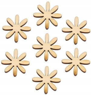 DREWNIANE scrapki KWIATKI DEKORACJA 100szt 2cm V3