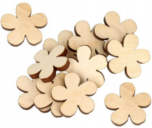 DREWNIANE scrapki KWIATKI DEKORACJA 100szt 1cm V2