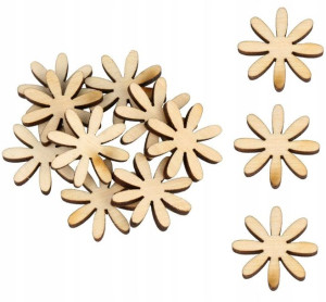 DREWNIANE scrapki KWIATKI DEKORACJA 10szt 2cm V3