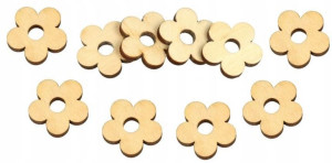DREWNIANE scrapki KWIATKI z Dziurką 10 szt 2cm V4