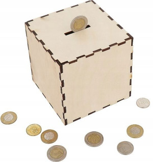 Drewniana Skarbonka Szkatułka Decoupage 10 Cm