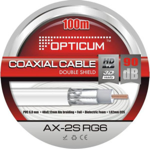 Kabel antenowy koncentryczny RG6 TV/SAT 6.8mm 20m