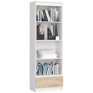 Regał R 60cm Clp 1 Szuflada 4 Półki Biały / Sonoma
