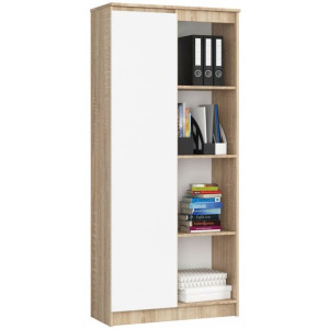 Regał Biurowy R 80cm Clp 1 Drzwi 4 Półki Sonoma / Biały
