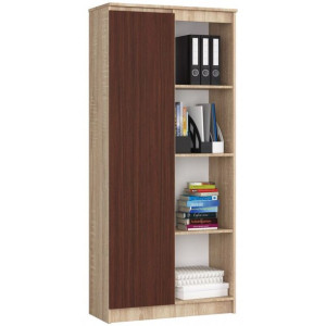 Regał Biurowy R 80cm Clp 1 Drzwi 4 Półki Sonoma / Wenge