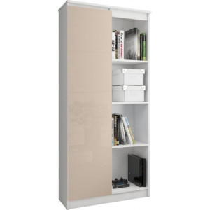 Regał Biurowy R 80cm Clp 1 Drzwi 4 Półki Biały / Cappuccino Połysk