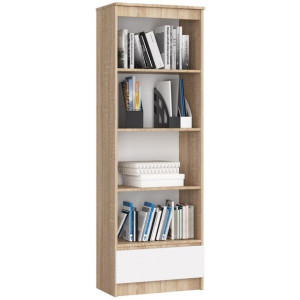 Regał R 60cm Clp 1 Szuflada 4 Półki Dąb Sonoma / Biały