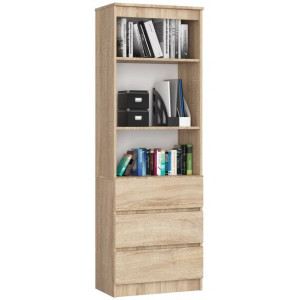 Regał Biurowy R 60cm Clp 3 Szuflady 2 Półki Dąb Sonoma