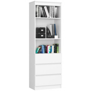 Regał Biurowy R 60cm Clp 3 Szuflady 2 Półki Biały