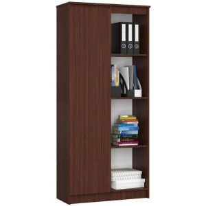 Regał Biurowy R 80cm Clp 1 Drzwi 4 Półki Wenge