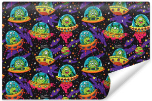 Fototapeta NA ŚCIANĘ dla Dzieci Statek UFO w Kosmosie 405cm x 270cm
