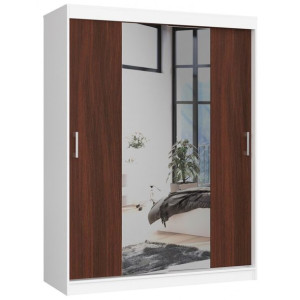 Szafa Przesuwna 150cm Clp Z Lustrem Biała / Wenge