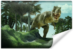 Fototapeta dla Dzieci DINOZAUR Efekt 3D wśród Roślin 400cm x 280cm