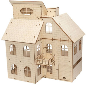 EWA Drewniane Puzzle 3D - Domek Dla Lalek