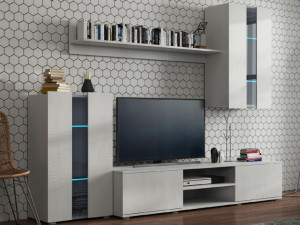 Meblościanka Bruno Biały Połysk Z Led +gratis