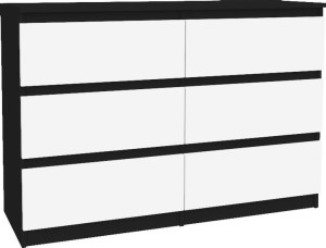 Komoda 120cm Czarny-biały Mix 6 Szuflad