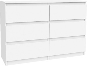Komoda 120cm Biały 6 Szuflad