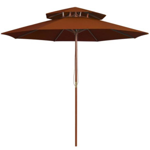 Parasol ogrodowy z dwupoziomową czaszą, terakota, 270 cm