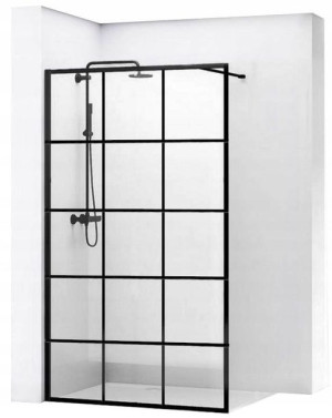 Ścianka Prysznicowa REA Bler-1 Square Black 80 cm Czarna