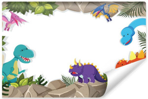 Fototapeta Dekoracyjna DLA DZIECI Kolorowe Dinozaury 3D 180cm x 120cm