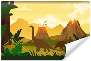 Fototapeta DLA DZIECI Dinozaury Rośliny i Wulkan 180cm x 120cm