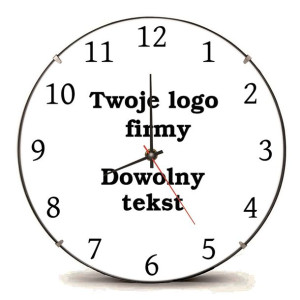 Duży zegar logo firmy, Twój dowolny tekst Prezent