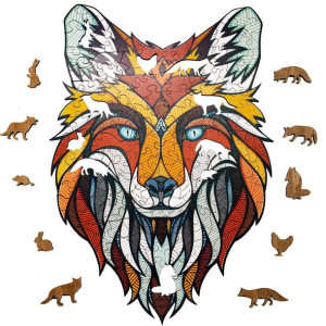 EWA Drewniane Puzzle 2D - Układanka Lis