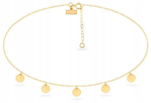 Złota Bransoletka Choker Kółka Na Nogę 585